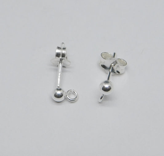 EARRING POST WITH BALL AND RING, NUTS INCLUDED