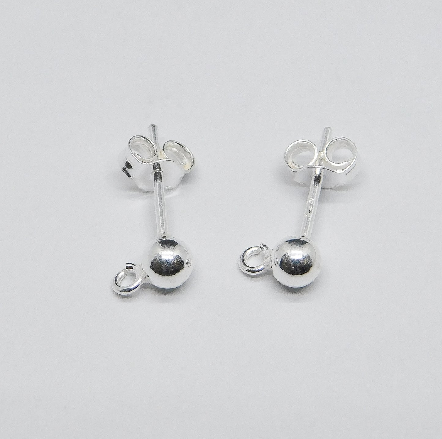 EARRING POST WITH BALL AND RING, NUTS INCLUDED