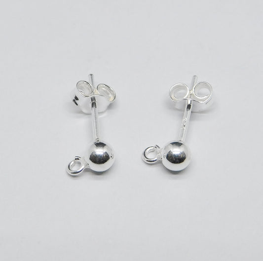 EARRING POST WITH BALL AND RING, NUTS INCLUDED
