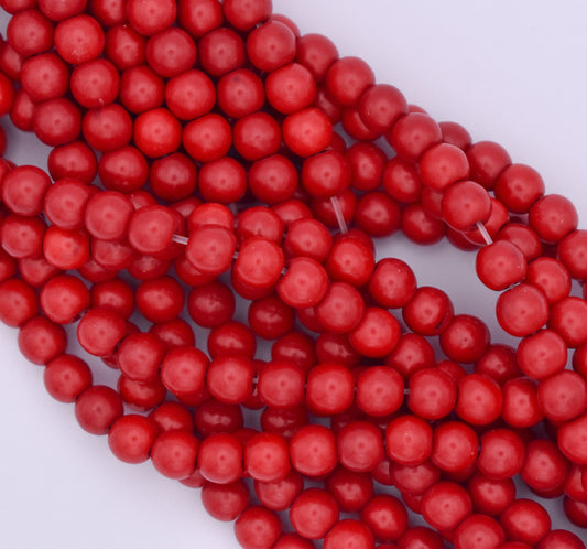 DYED RED CORAL 6MM ROUND