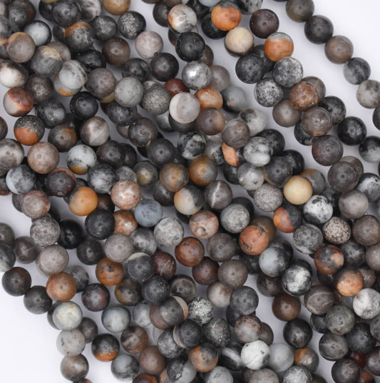DYED GREY AND BLACK JASPER 6MM ROUNDS