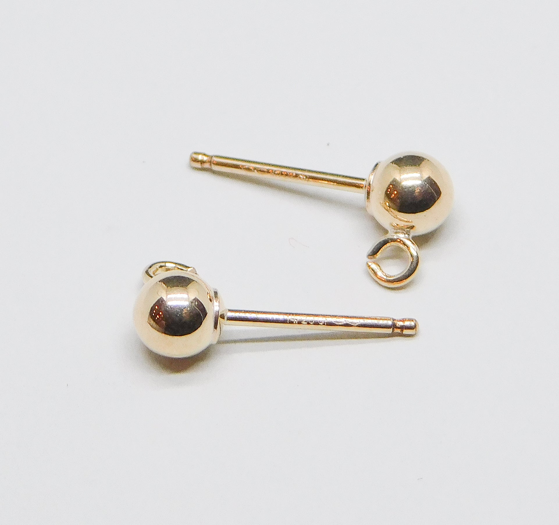 EARRING POST WITH BALL AND RING